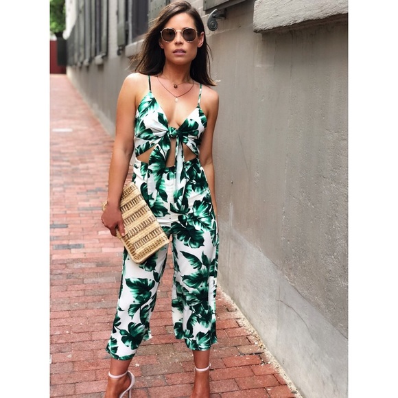 palm leaf jumpsuit